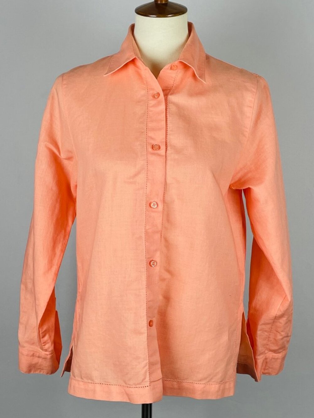 David N Petites Linen Tunic Sz PS Peach Coastal Chic Quiet Luxury Minimalist